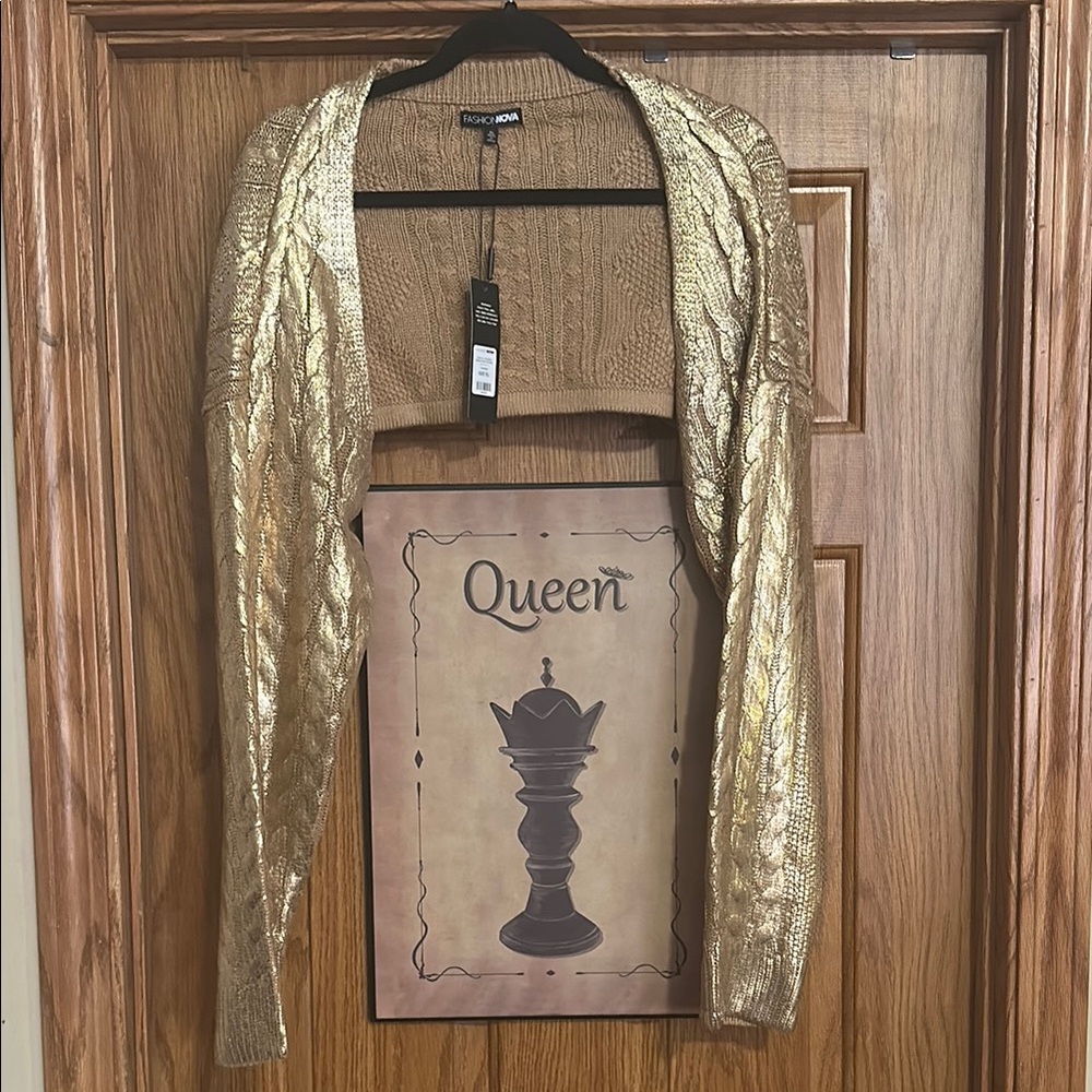 Fashion Nova Gold Cardigan Sweater